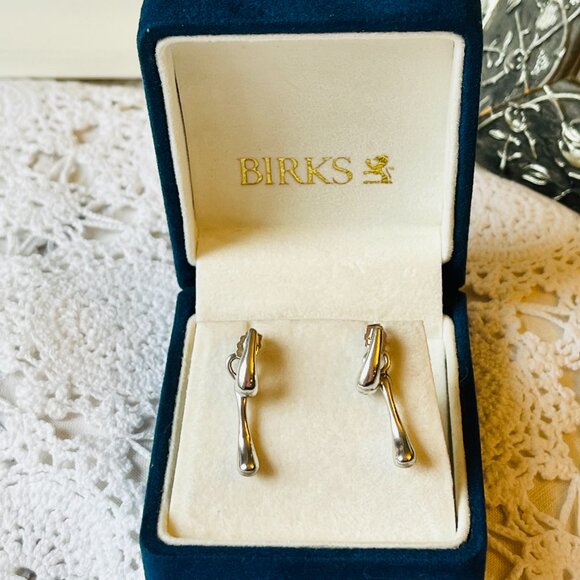 Birks Sterling Silver Teardrop Lariat Earrings 2 In One! - Picture 3 of 10